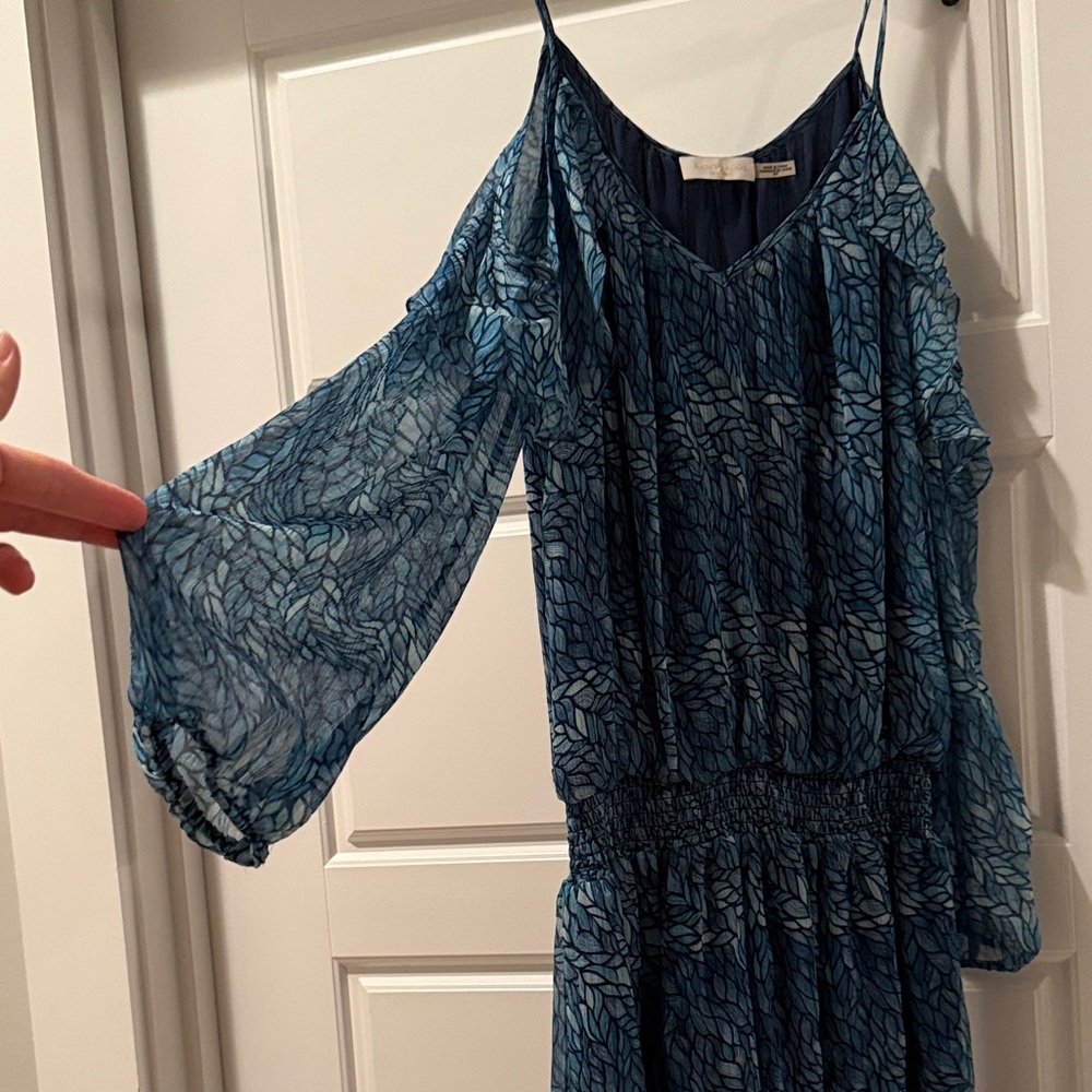 Ramy Brook Blue Patterned Open-Shoulderdress - image 3